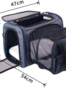 21" Expandable Pet Carrier Bag With Wool Rug