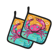 Load image into Gallery viewer, Coastal Pink Crab Pair of Pot Holders