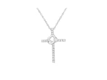 Load image into Gallery viewer, .925 Sterling Silver 1/4 cttw Lab-Grown Diamond Cross Pendant Necklace