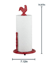 Load image into Gallery viewer, Cast Iron Rooster Paper Towel Holder, Red