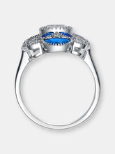 Load image into Gallery viewer, Sterling Silver Sapphire Cubic Zirconia Floral Cocktail Ring