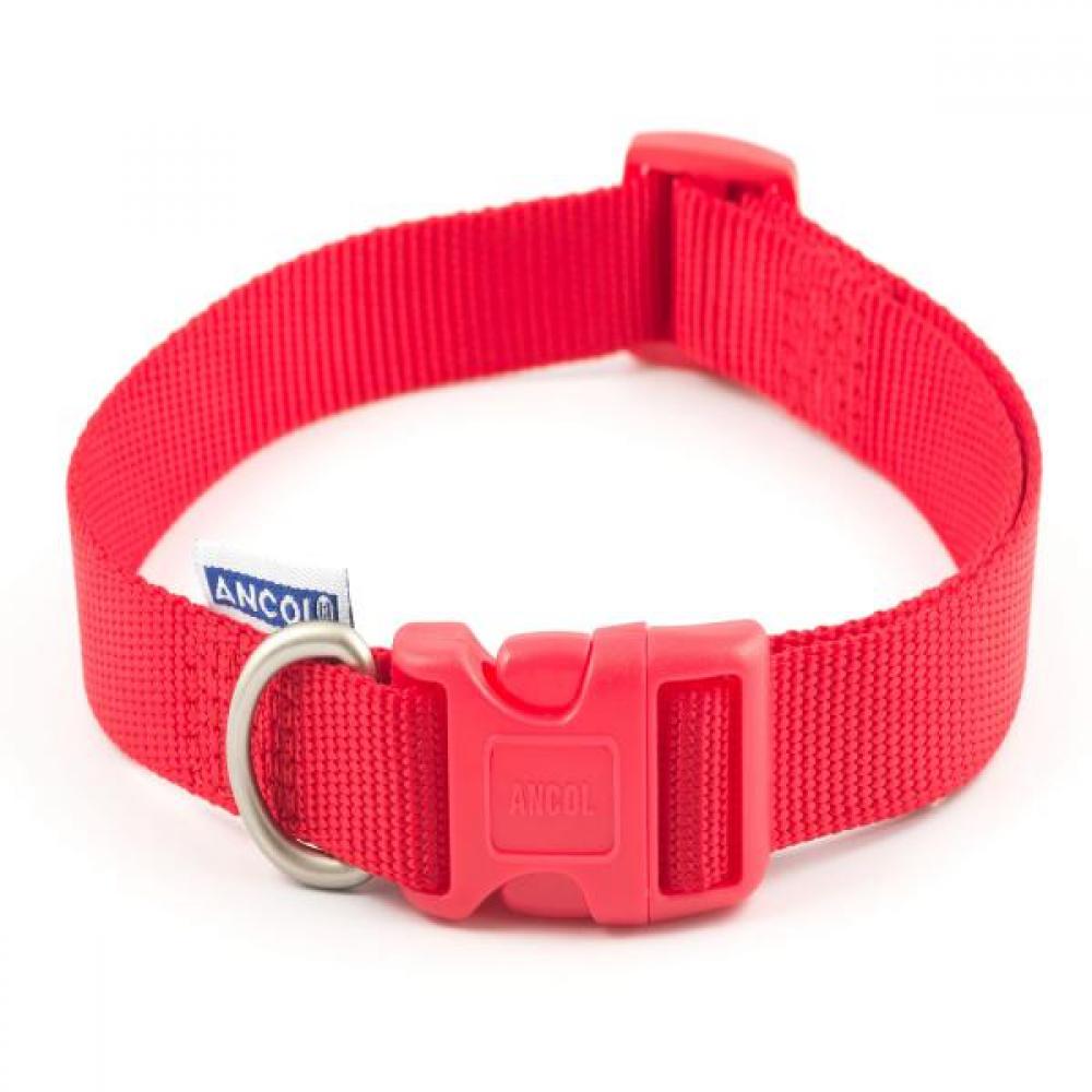Ancol Nylon Adjustable Dog Collar (Red) (11.8-19.7in)