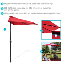 Load image into Gallery viewer, 9 Ft Solar Outdoor Half Patio Umbrella With LED Lights