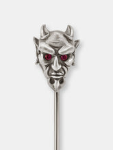 Load image into Gallery viewer, Devil Lapel Pin in Oxidized Silver with Ruby or Diamond Eyes