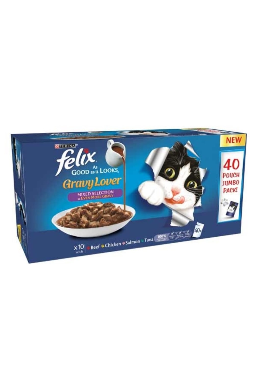 Felix As Good As It Looks Gravy Lover Selection Cat Food Pouches (Pack Of 40) (May Vary) (One Size)