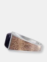 Load image into Gallery viewer, Grey Picture Agate Stone Signet Ring in Brown Rhodium Plated Sterling Silver
