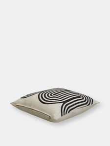 Block Printed Waves Throw Pillow, Black - 18x18 inch
