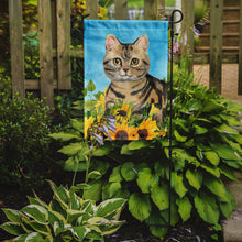 Load image into Gallery viewer, American Shorthair Brown Tabby in Sunflowers Garden Flag 2-Sided 2-Ply