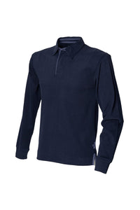 Front Row Mens Super Soft Long Sleeve Rugby Polo Shirt (Navy)