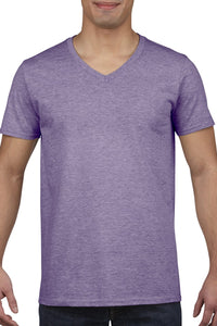 Gildan Mens Soft Style V-Neck Short Sleeve T-Shirt (Heather Purple)