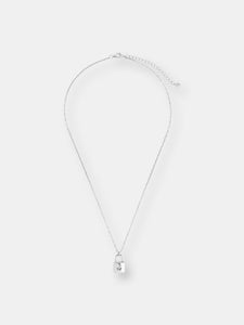 Sterling Silver Simple CZ Lock Necklace