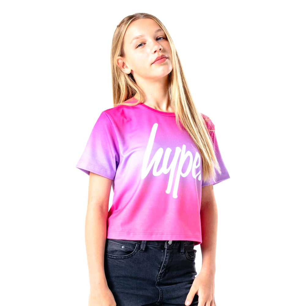 Hype Childrens/Kids Fade Crop Top (Pink/White)