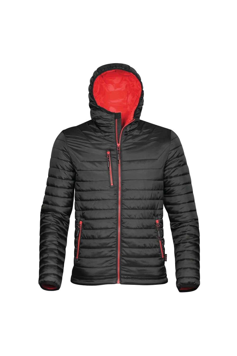 Stormtech Mens Gravity Hooded Thermal Winter Jacket (Durable Water Resistant) (Black/True Red)