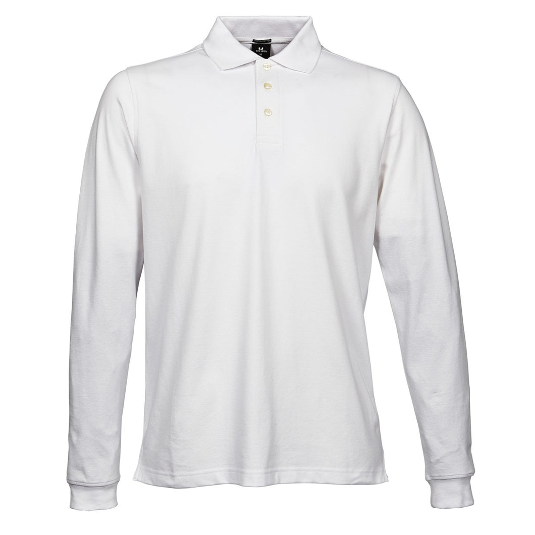 Tee Jays Mens Luxury Stretch Long Sleeve Polo Shirt (White)