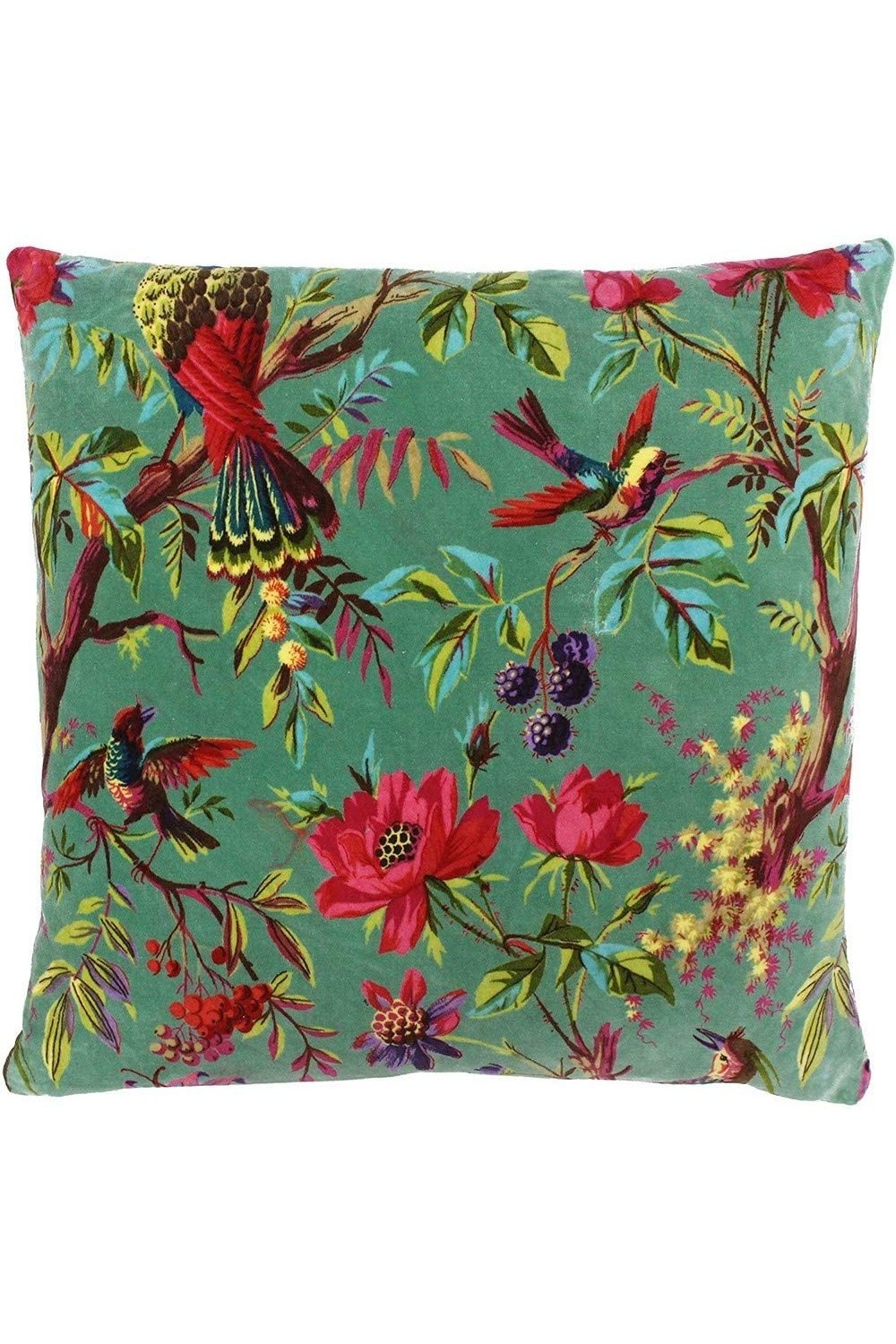 Riva Home Birds Of Paradise Floral Pattern Square Cushion Cover (Aqua Blue) (19.7 x 19.7in)