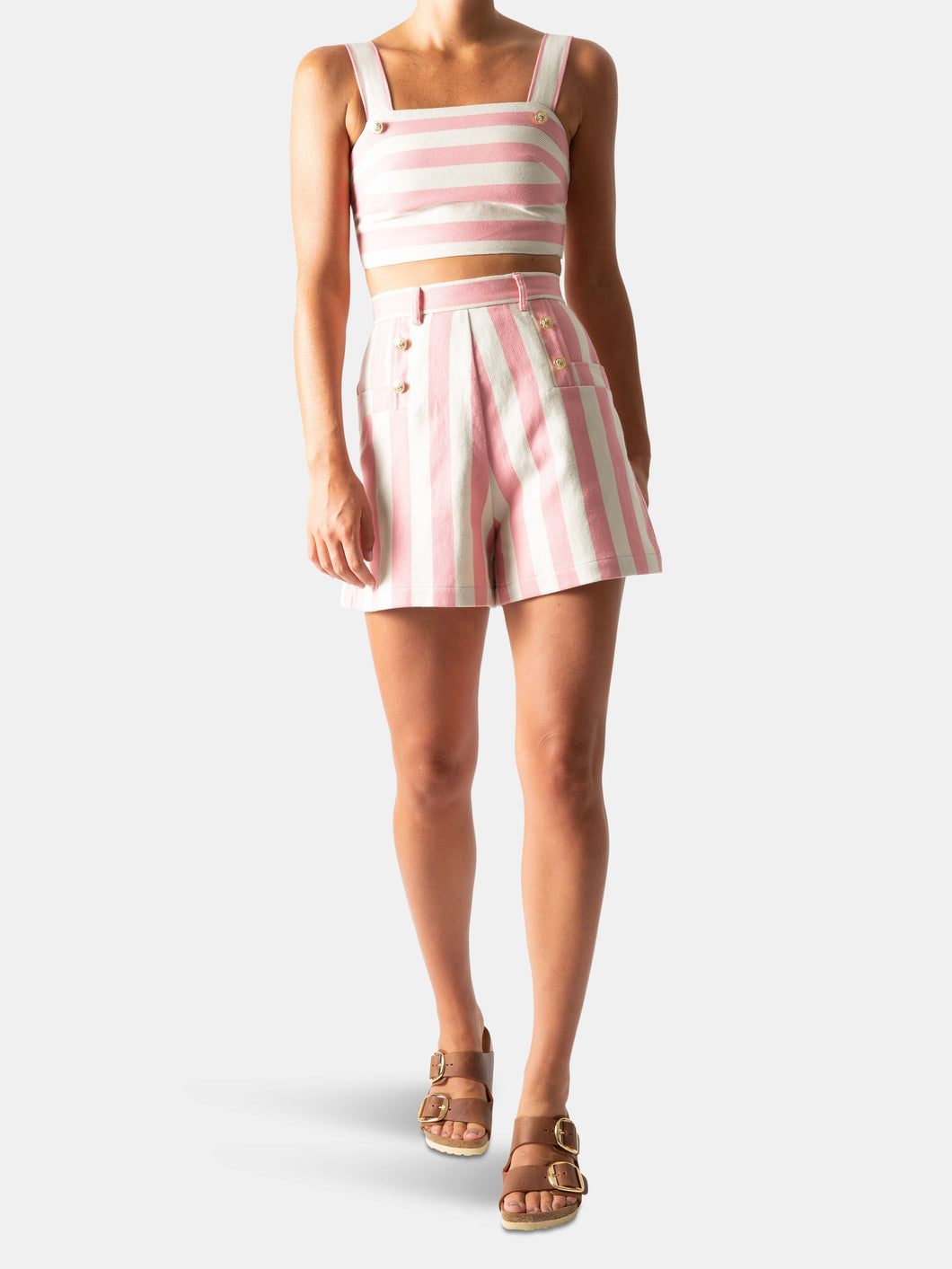 Giada Striped Cotton Shorts