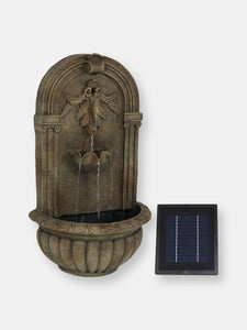 Florence Solar with Battery Outdoor Wall Fountain 27" Florentine Stone