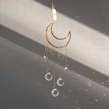 Load image into Gallery viewer, Sun Ritual Sickle-Shaped Moon + Clear Quartz Crystals Suncatcher