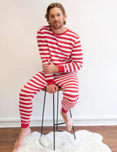Load image into Gallery viewer, Mens Red &amp; White Stripes Pajamas