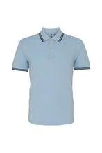 Load image into Gallery viewer, Asquith &amp; Fox Mens Classic Fit Tipped Polo Shirt (Sky/ Navy)