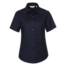 Load image into Gallery viewer, Russell Collection Ladies/Womens Short Sleeve Easy Care Oxford Shirt (Bright Navy)