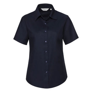 Russell Collection Ladies/Womens Short Sleeve Easy Care Oxford Shirt (Bright Navy)