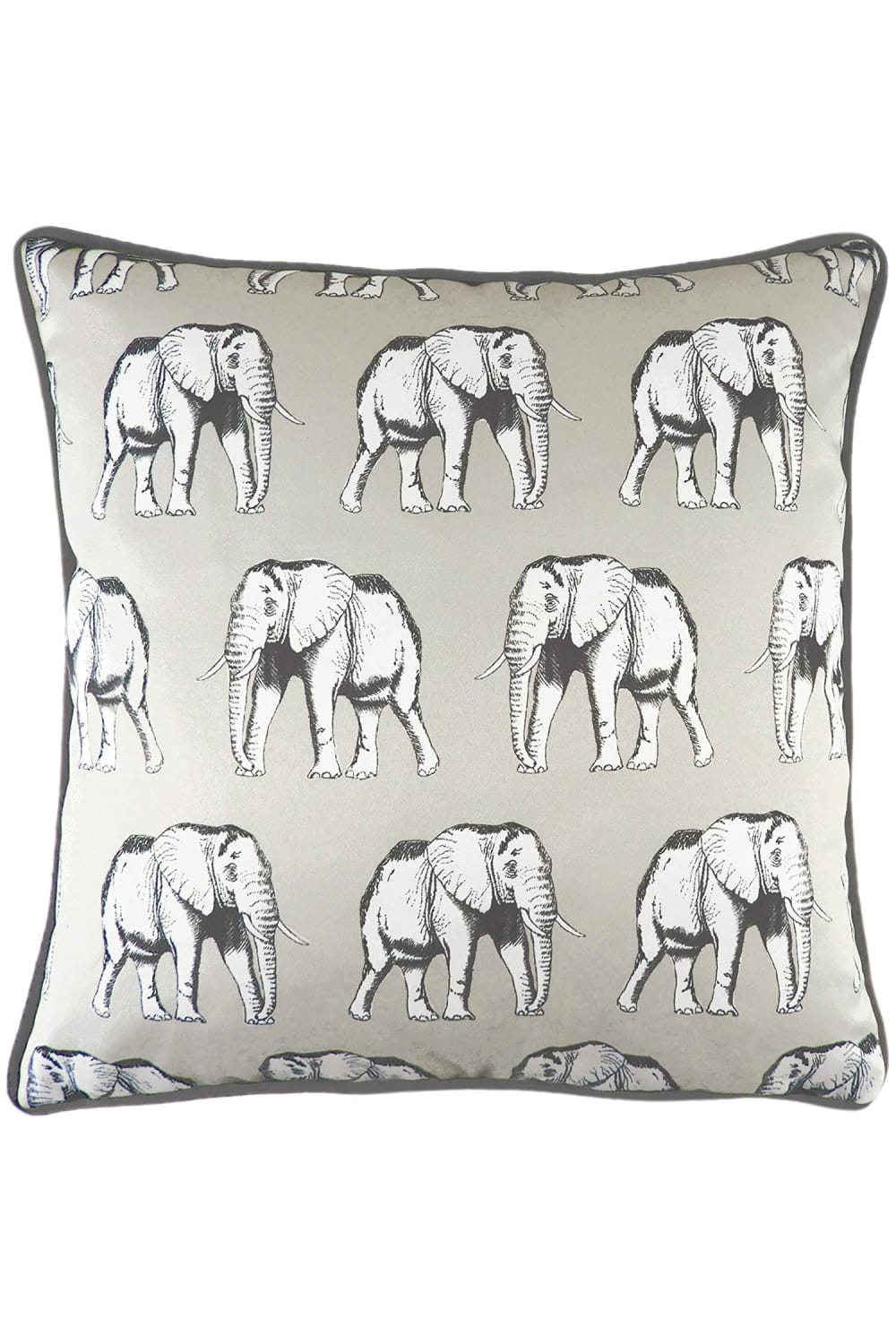 Evans Lichfield Safari Elephant Monochrome Throw Pillow Cover (White/Gray/Black) (One Size)