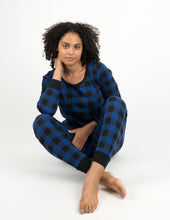 Load image into Gallery viewer, Womens Black &amp; Navy Plaid Pajamas