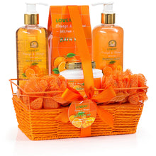 Load image into Gallery viewer, Lovery Home Spa Gift Basket - Orange &amp; Mango Scent - 7 pc Bath and Body set