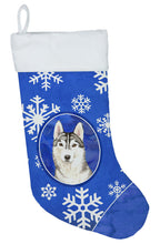 Load image into Gallery viewer, Siberian Husky Winter Snowflakes Christmas Stocking