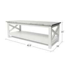 Load image into Gallery viewer, Agatha 44&quot; Rectangular Italian Carrara White Marble Coffee Table With White Color Solid Wood Legs