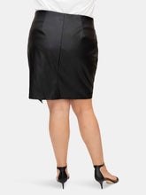Load image into Gallery viewer, Asymmetrical Pleather Skirt with Side Slit