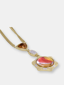 Girl on Fire Citrine & Diamond Mosaic Necklace in 14K Yellow Gold Plated Sterling Silver