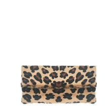 Load image into Gallery viewer, Leopard Foldover Calf Hair Leather Clutch