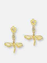 Load image into Gallery viewer, CZ Dragonfly Dangle Earrings
