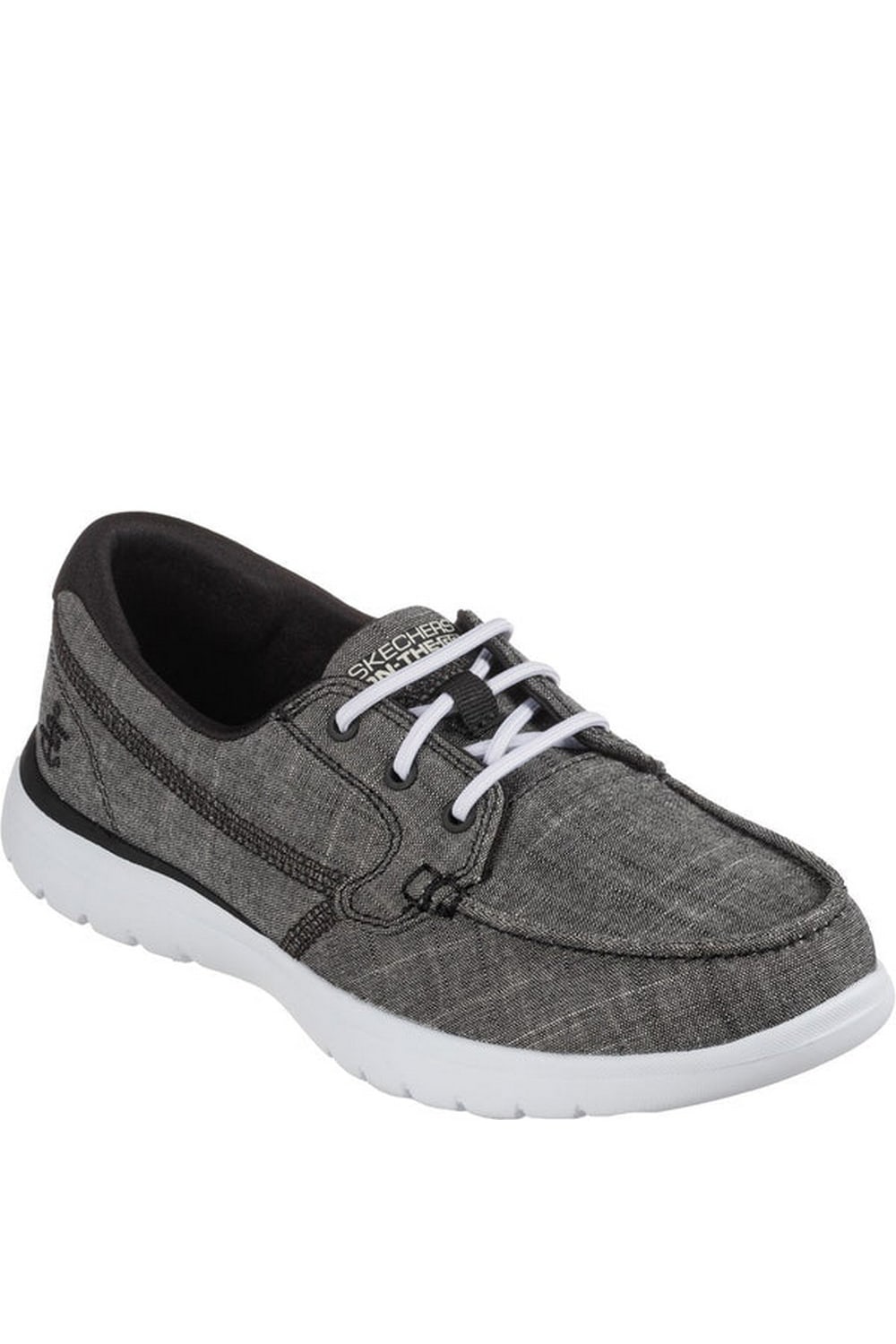 Womens/Ladies On The Go Boat Shoes - Black/White