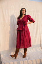 Load image into Gallery viewer, Ellen Wrap Top / Scarlet Red Linen