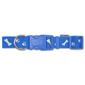Ancol Pet Products Indulgence Adjustable Paw N Bone Dog Collar (Blue) (11.8-19.6in (Size 2-5))