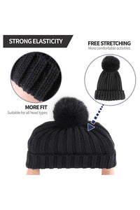 Beechfield Womens/Ladies Faux Fur Double Pop Pom Beanie (Black)