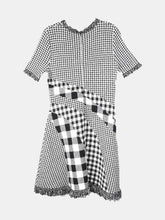 Load image into Gallery viewer, Oscar De La Renta Women&#39;s Black / White Checked Flared-Hem Woven Midi Dress - XL