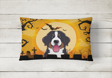 Load image into Gallery viewer, 12 in x 16 in  Outdoor Throw Pillow Halloween Bernese Mountain Dog Canvas Fabric Decorative Pillow