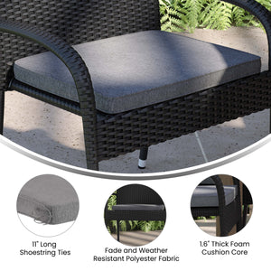 Saraceno Patio Chair Cushion With Weather-Resistant Zippered Gray Cover And 1.25" Thick Comfort Foam Core, 19" x 18"