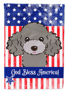 11" x 15" 1/2" Polyester American Flag And Silver Gray Poodle Garden Flag 2-Sided 2-Ply