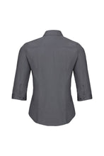 Load image into Gallery viewer, Russell Collection Ladies 3/4 Sleeve Poly-Cotton Easy Care Fitted Poplin Shirt (Convoy Gray)