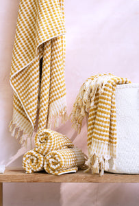 Dotted Turkish Bath / Pool  Towel - Gold