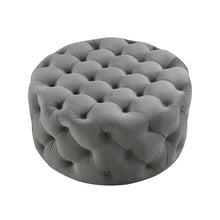 Load image into Gallery viewer, Alzbeta Linen Allover Tufted Round Cocktail Ottoman