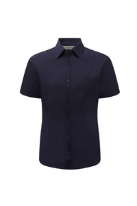 Russell Collection Ladies/Womens Short Sleeve Poly-Cotton Easy Care Poplin Shirt (French Navy)
