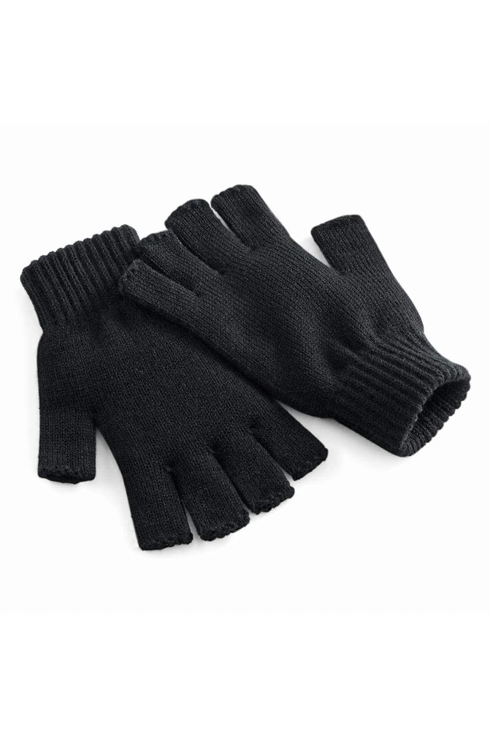 Unisex Plain Basic Fingerless Winter Gloves - Black