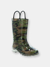 Load image into Gallery viewer, Kids Camo Lighted Rain Boots - Green