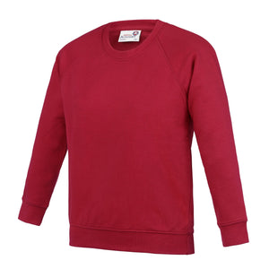 AWDis Academy Childrens/Kids Crew Neck Raglan School Sweatshirt (Pack of 2) (Red)